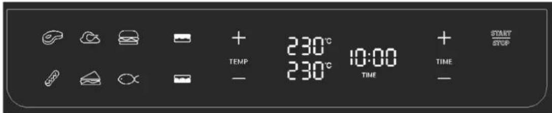 230°C TEMP 230°C 10:00 TIME + TIME START STOP