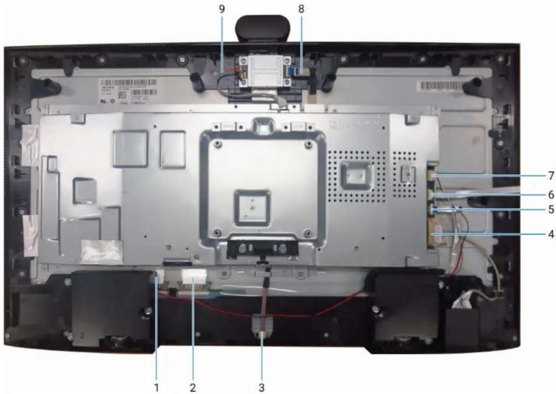 Labeled interior diagram of a computer monitor case with numbered components for identification