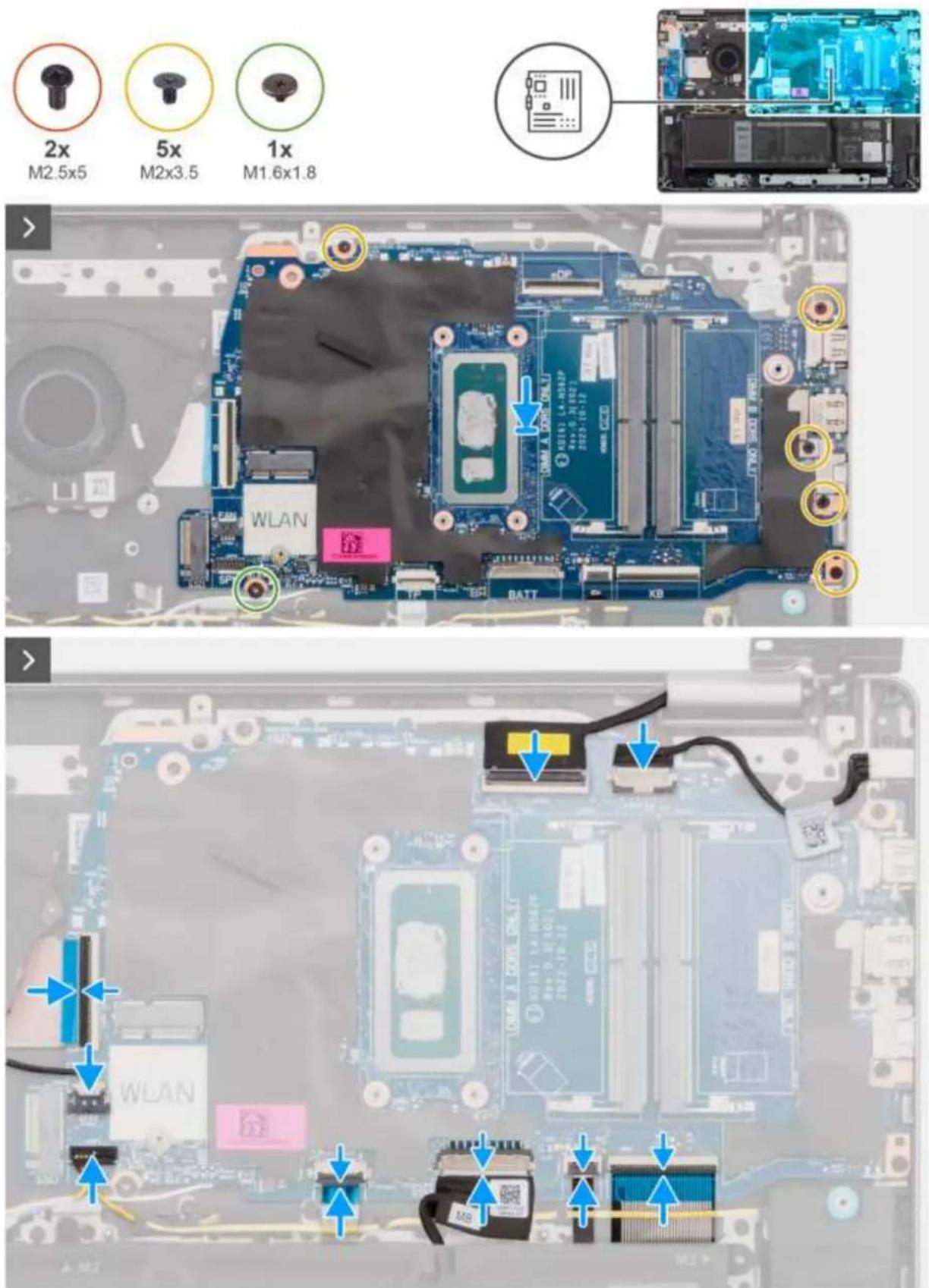 DELL Vostro 16 5640 - Rysunek 50. Omówienie płyty głównej - 1