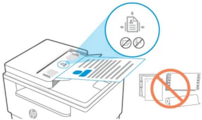 HP LaserJet M234dwe - Ładowanie oryginału do podajnika dokumentów - 2