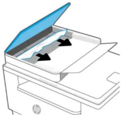 HP LaserJet M234dwe - Usuwanie zacięć w podajniku dokumentów (tylko niektóre modele) - 2