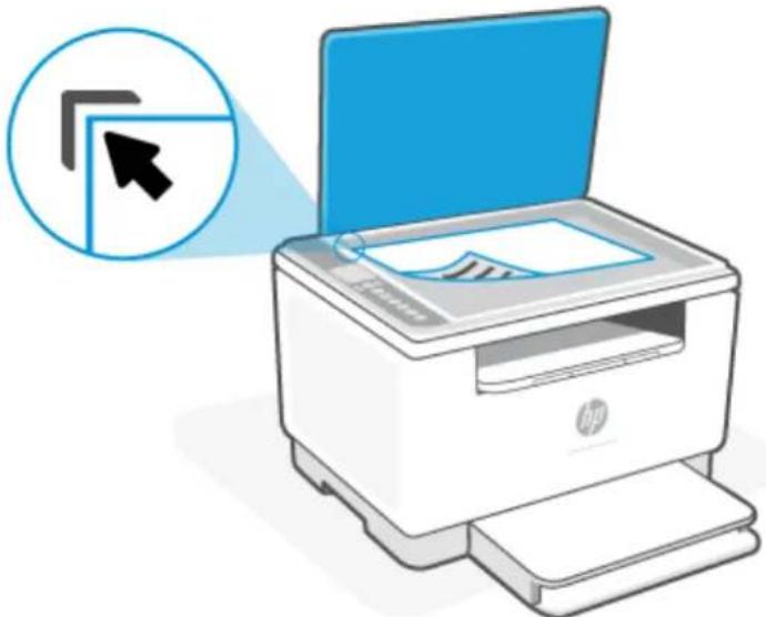 HP LaserJet M234dwe - Umieszczanie oryginału na szybie skanera - 3