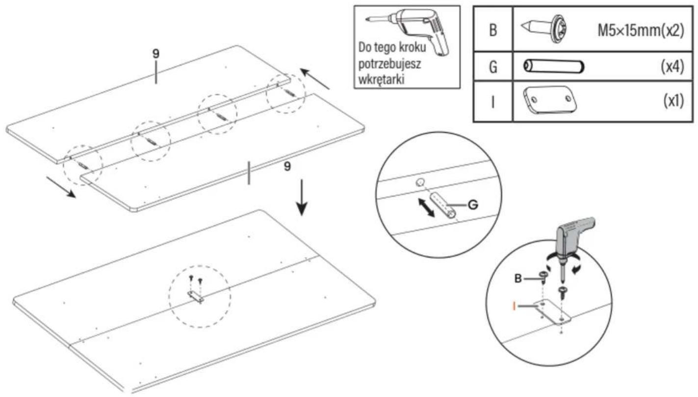 Do tego kroku potrzebujesz wkrętarki B M5×15mm(x2) G (x4) I (x1)
