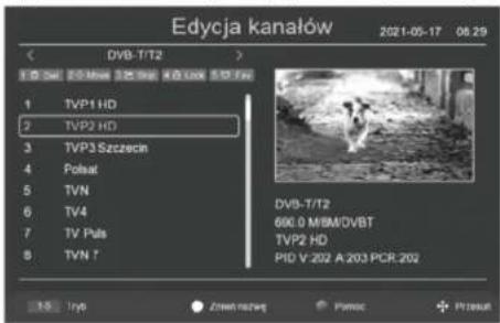 Edycja kanałów 2021-05-17 08.29 DVB-T/12 1 TVP1 HD 2 TVP2 HD 3 TVP3 Szczecin 4 Polsat 5 TVN 6 TV4 7 TV Puls 8 TVN T DVB-T/12 600.0 M/BM/DVBT TVP2 HD PID V-202 A 203 PCR-202 13 Twp Zrwin mazaw Famoc Plusus