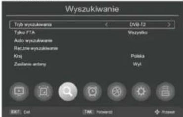 Wyszukiwanie Tryb wyszukiwanie < OVB-12 > Tytko FTA: Wszysłka Auto wyszukiwanie Reczne wyszukiwanie Kraj Polska Zsitarne Anthony Wyt EMT: Cell TAC: Forward Pkawat