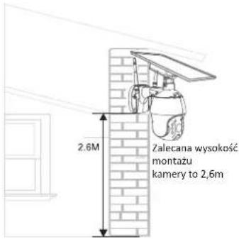Zalecana wysokość montażu kamery to 2,6m 2.6M