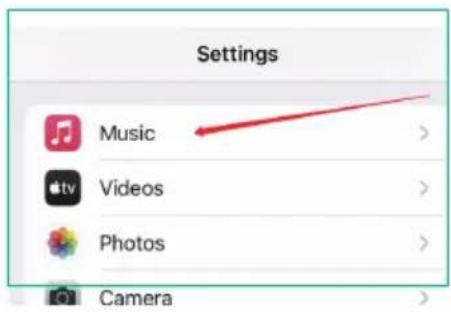 Settings Music > Videos > Photos > Camera >