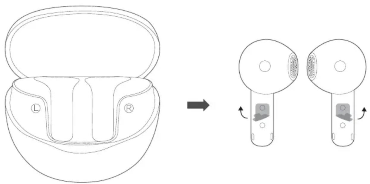 QCY T32 AilyBuds Clear - Początkowe parowanie: - 1