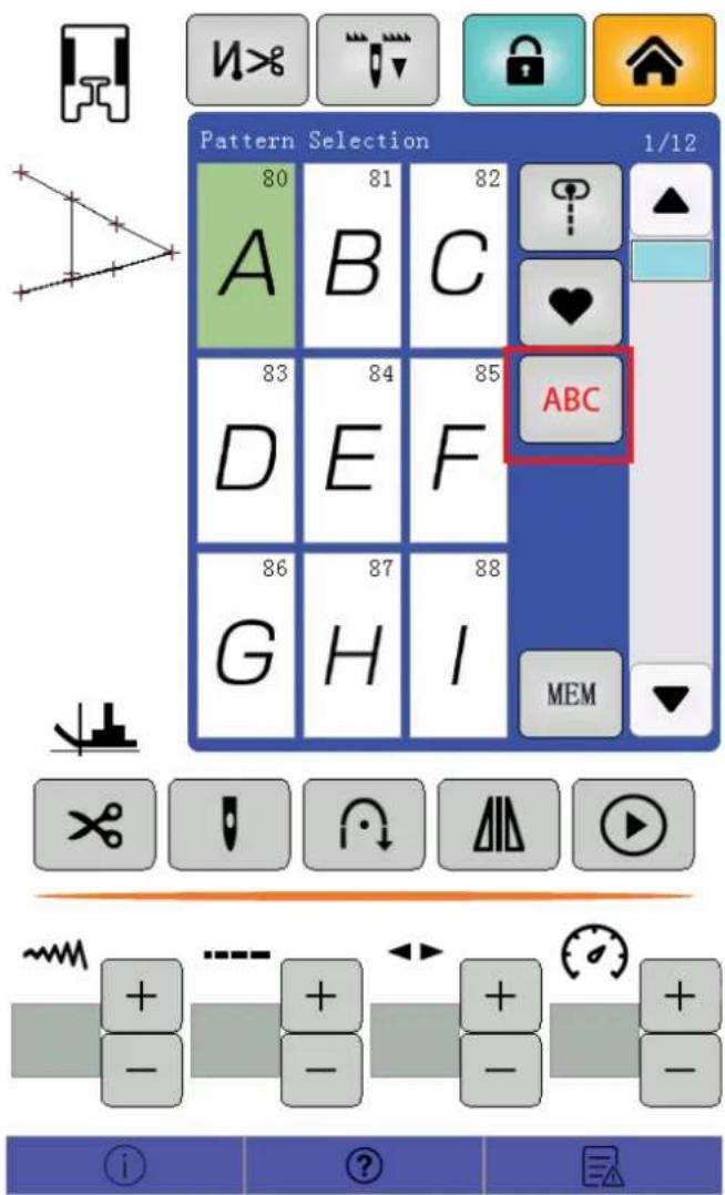 Pattern Selection 1/12 80 81 82 A B C 83 84 85 ABC D E F 86 87 88 G H I MEM ~M + - + + + - - - - - - i ?