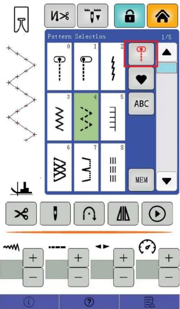Pattern Selection 1/5 0 1 2 3 4 5 ABC 6 7 8 MEM ① ②