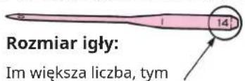 Rozmiar igły: Im większa liczba, tym