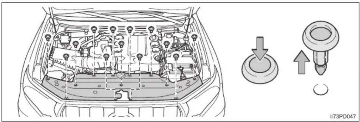TOYOTA Land Cruiser 150 (2022) - ■ Zdejmowanie osłony komory silnikowej - 1