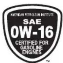 AMERICAN PETROLEUM INSTITUTE SAE 0W-16 CERTIFIED FOR GASOLINE ENGINES