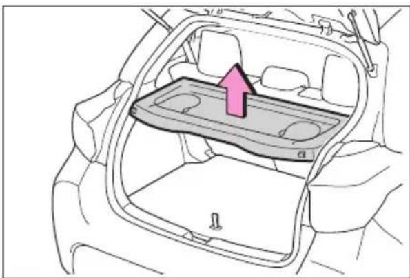 TOYOTA Yaris Hybrid (2023) - Zdejmowanie zasłony bagażnika (w niektórych wersjach) - 2