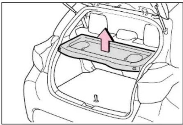 TOYOTA Yaris Hybrid (2020) - Unieść i wyjąć zastonę bagażnika, pociągając ją do siebie. - 1