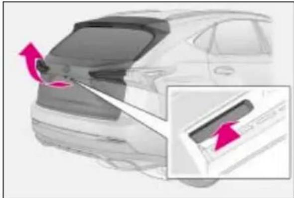 LEXUS NX 300 (2017) - Otwieranie/zamykanie drzwi bagażnika (wersje z elektrycznie sterowanymi drzwiami bagażnika) - 3