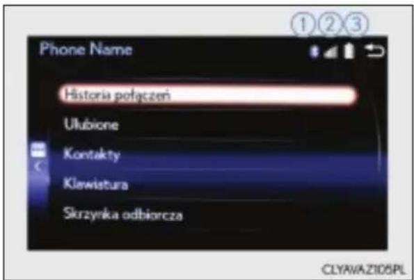 Phone Name Historia połączeń Ulubione Kontakty Kiewiatura Skrzynka odbiorcza CLYAVAZ105PL
