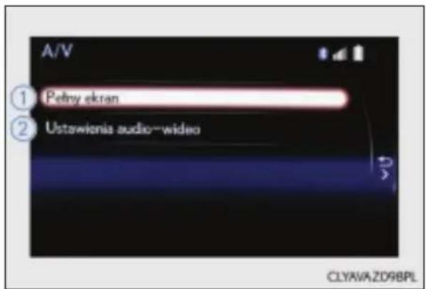 A/V ① Pelny ekran ② Ustawienia audio-video CLYAVA,ZD98PL