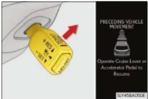 LEXUS NX 200 (2014) - Wznawianie podążania za poprzedzającym pojazdem, gdy samochód został zatrzymany przez układ (tryb kontroli odstępu od poprzedzającego pojazdu) - 1