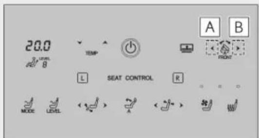 20.0 TEMP A B L SEAT CONTROL R MODE LEVEL < > A < > *