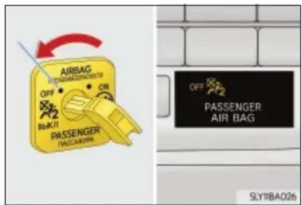 AIRBAG OFF ON PASSENGER (ACCUMBER) OFF PASSENGER AIR BAG SLY1BA026