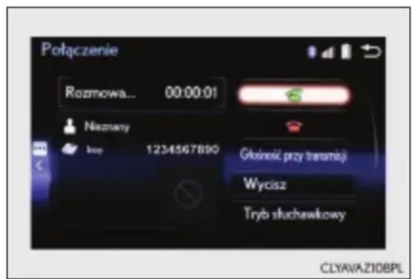 Połączenie Rozmowa... 00:00:01 Nieszny low 1234567890 Głośnić przy terminąj Wycisz Tryb słuchawkowy CLYAVA.ZI0BPL
