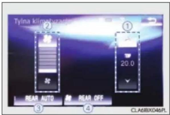 Tylna klimabyzanie ① 20.0 REAR AUTO REAR OFF ③ ④ CLA6IBXD46PL