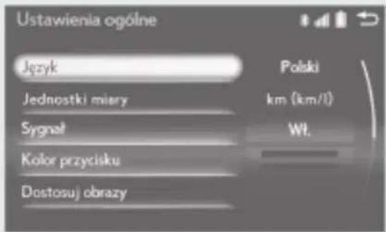 Ustawienia ogólne Język Jednostki miary Sygnat Kolor przycisku Dostosuj obrazy Polski km (km/l) Wt.