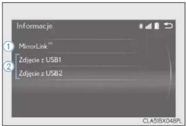 Informacje MirrorLink™ Zdjęcie z USB1 Zdjęcie z USB2 CLA51BX048PL