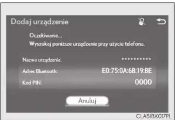 Dodaj urządzenie Oczekiwanie... Wyszukaj ponizsze urządzenie przy uzyciu telefonu. Nazwa urządzenia: ********** Adres Bluetooth: E0:75:0A:6B:19:8E Kod PIN: 0000 Anuluj CLA51BX017PL
