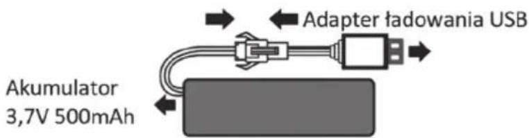 Akumulator 3,7V 500mAh Adapter fadowania USB