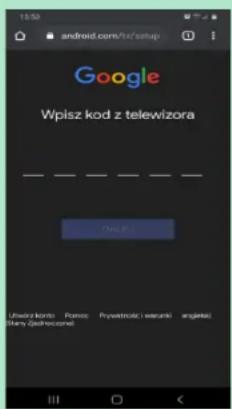 18:50 android.com/irSetup Google Wpisz kod z telewizora [ ] [ ] [ ] Uwors konto Pumoc Pryastruć i warunki angjelki Barny (s#reconel)