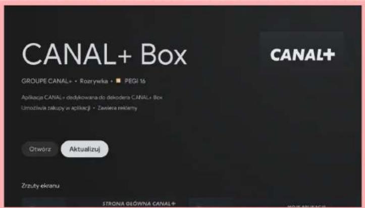 CANAL+ Box GROUPE CANAL+ • Rozrywka • PEGI 16 Aplicacja CANAL + dedykowana do dekodera CANAL+ Box Umozniwa zakupy w aplikacji • Zawiera reklenty Otwórz Aktualizuj Zrzuty ekranu STRONA GŁÓWNA CANAL+ CANAL+