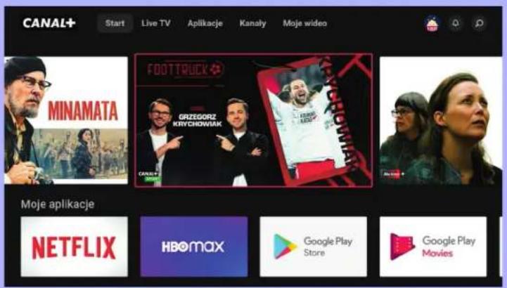 CANAL+ Start Live TV Aplikacje Kanaty Moje wideo MINAMATA FOOTTRUCK GRZEGORZ KRYCHOWIAK MOJE aplikacje NETFLIX HBOMAX Google Play Store Google Play Movies