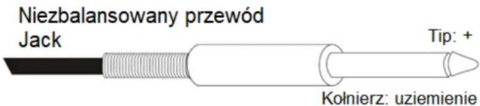 Niezbalansowany przewód Jack Tip: + Kołnierz: uziemienie