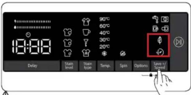 18:08 90°C 60°C 40°C 30°C 20°C Delay Stain level Stain type Temp. Spin Options Save +/Speed