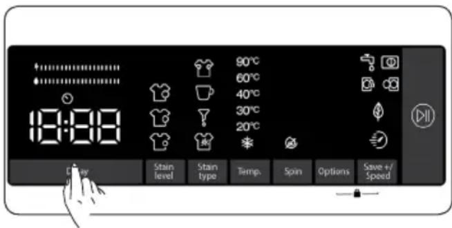 90°C 60°C 40°C 30°C 20°C 18:00 Day Stain level Stain type Temp. Spin Options Save +/Speed