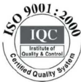 ISO 9001:2000 IQC Institute of Quality & Control Certified Quality System
