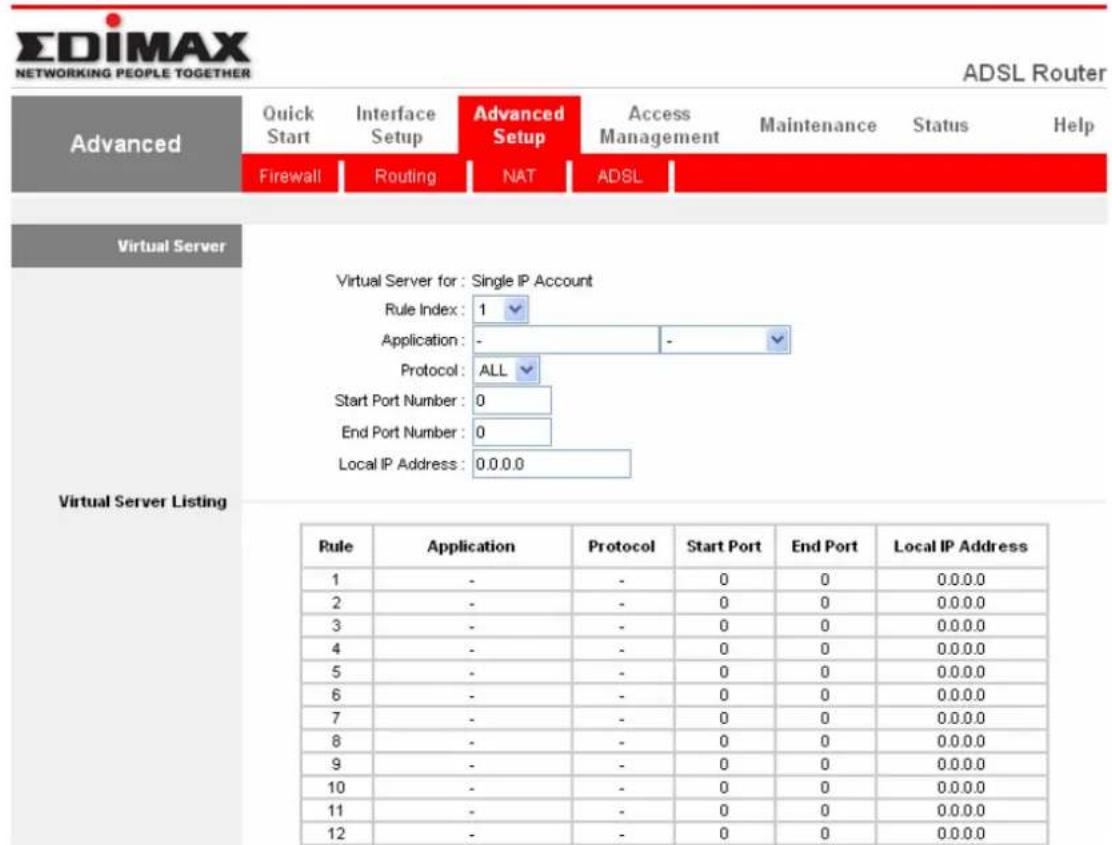 Edimax AR-7265WNB - Virtual Server - 1