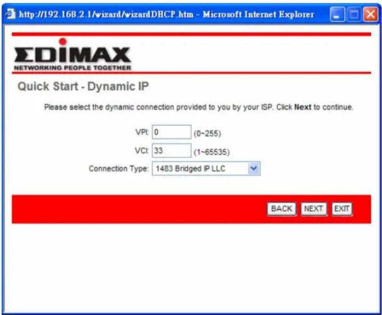 Edimax AR-7265WNB - Step 4: Input the data supplied by your ISP - 1
