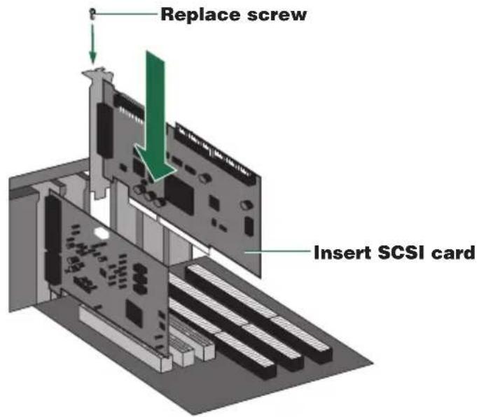 Replace screw Insert SCSI card