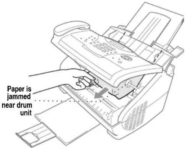 Paper is jammed near drum unit