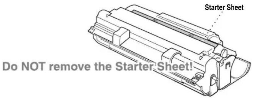 Starter Sheet Do NOT remove the Starter Sheet!