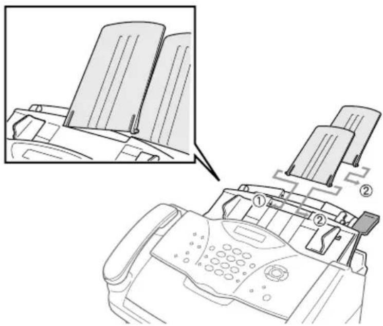 Technical diagram showing a printer's internal structure with labeled parts and an inset view of the printer's front panel.