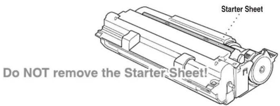 Starter Sheet Do NOT remove the Starter Sheet!