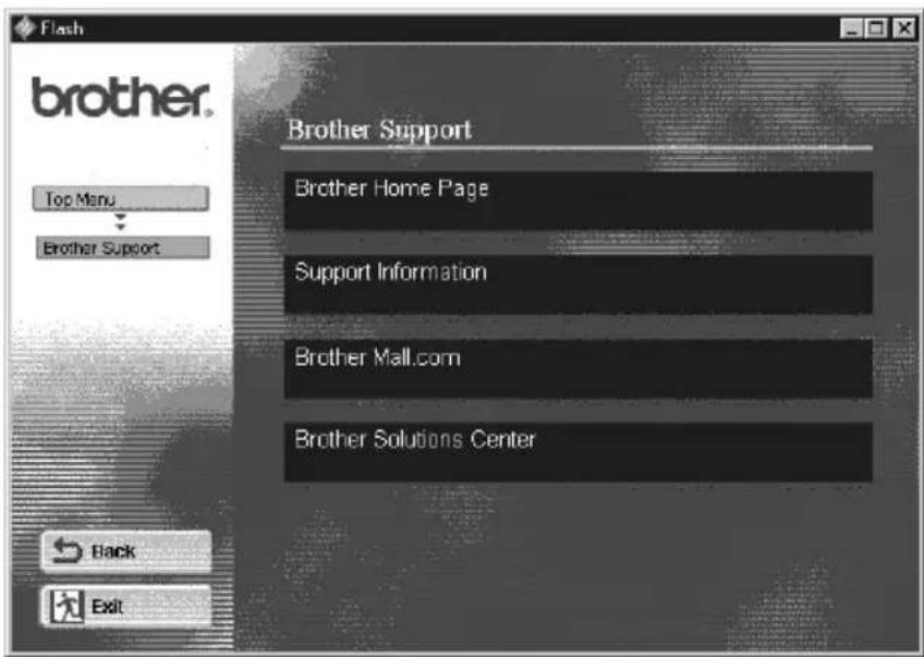 brother Top Menu Brother Support Brother Support Brother Home Page Support Information Brother Mall.com Brother Solutions Center Back Exit