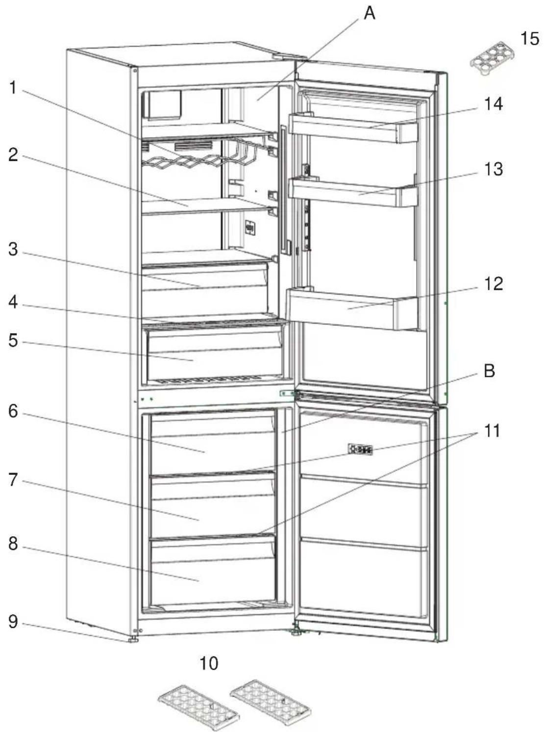 NEW POL NWC1863W - THE PARTS OF THE APPLIANCE AND THE COMPARTMENTS - 1