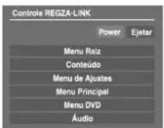 Controls REGZA-LINK Power Ejetar Menu Raiz Conteúdo Menu de Ajustes Menu Principal Menu DVD Audio