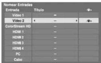 Nomear Entradas Entrada Video 1 Video 2 ColorStream HD HDMI 1 HDMI 2 HDMI 3 HDMI 4 PC Cabo