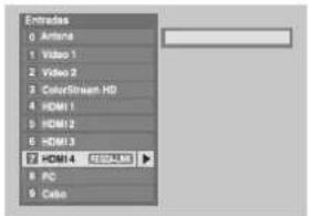 Entrades 0 Antenna 1 Video 1 2 Video 2 3 ColorStream HD 4 HDMI 1 5 HDMI 2 6 HDMI 3 7 HDMI 4 8 PC 9 Cable